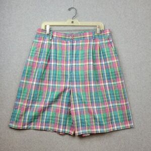 EP Pro Womens Plaid Golf Shorts Size 16 Rainbow‎ Preppy Malibu Bermuda New